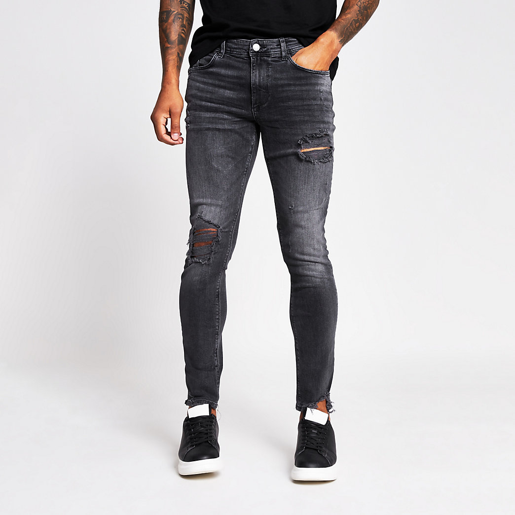 River Island Mens Black ripped Sid skinny jeans | The Fashionisto