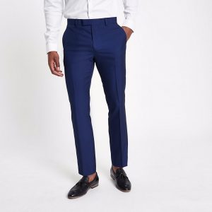 River Island Mens Bright blue slim fit suit trousers River Island Mens Bright blue slim fit suit trousers