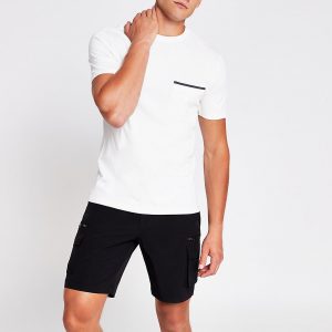 River Island Mens Ecru slim fit short sleeve pocket T-shirt River Island Mens Ecru slim fit short sleeve pocket T-shirt