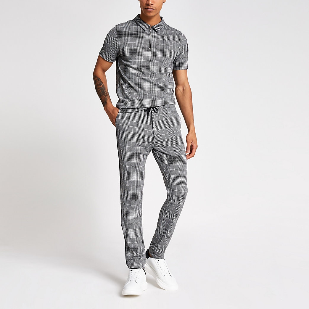 mens grey skinny tracksuit