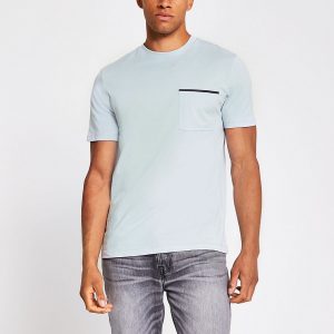 River Island Mens Grey slim fit short sleeve pocket T-shirt River Island Mens Grey slim fit short sleeve pocket T-shirt