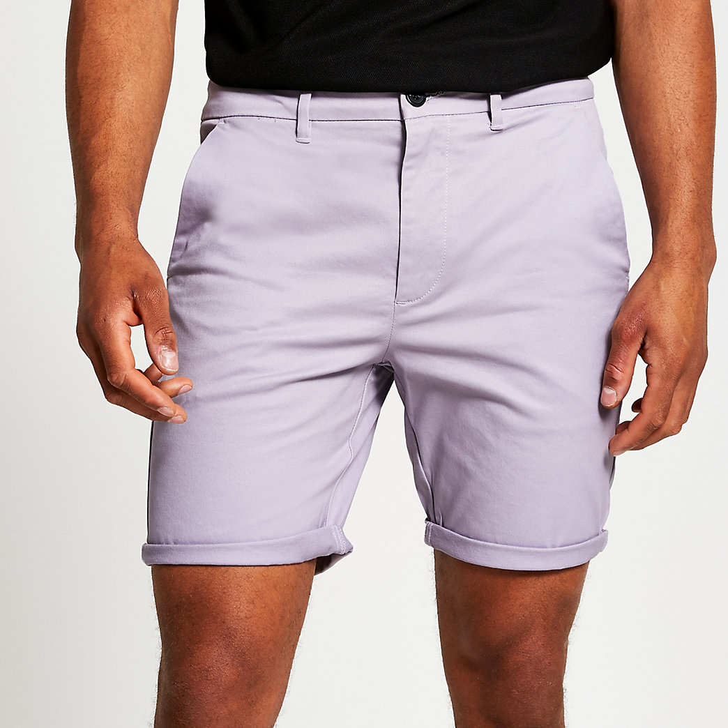 mens purple chino shorts