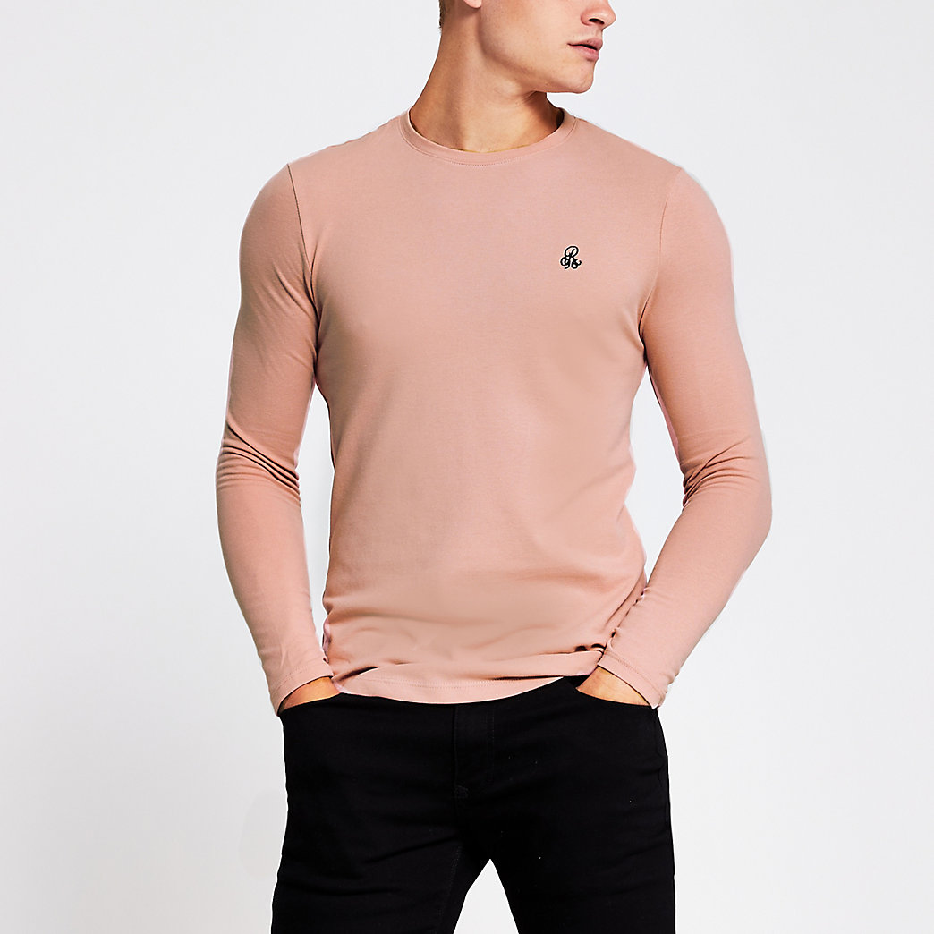 muscle fit pink shirt