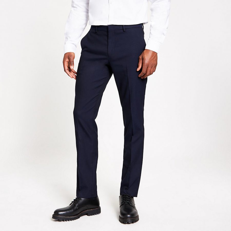 River Island Mens Selected Homme navy slim fit trousers | The Fashionisto