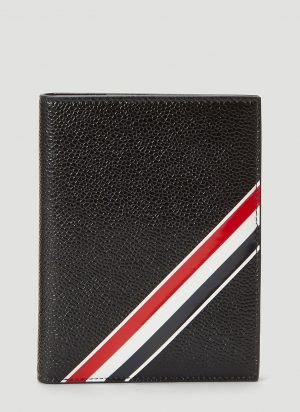 Thom Browne Diagonal Intarsia-Stripe Passport Holder in Black size One Size Thom Browne Diagonal Intarsia-Stripe Passport Holder in Black size One Size