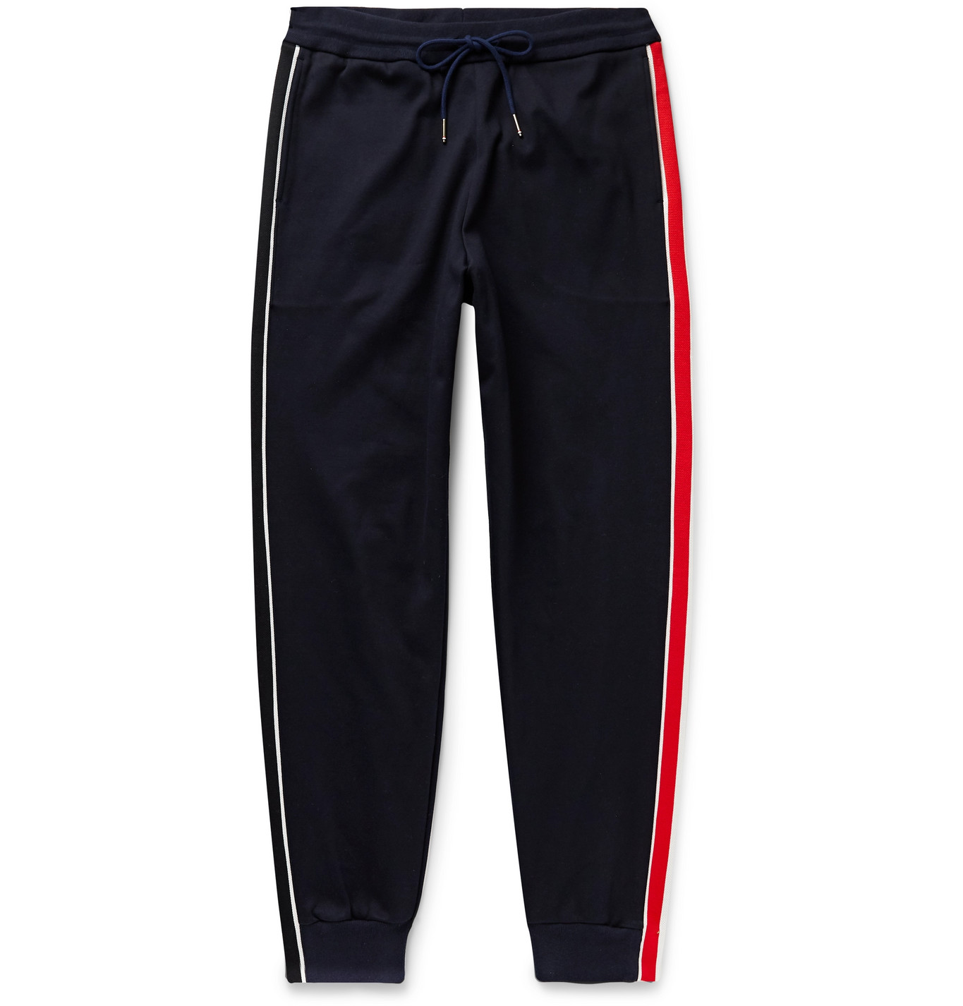 Thom Browne - Tapered Striped Jacquard-Trimmed Cotton-Jersey Sweatpants ...