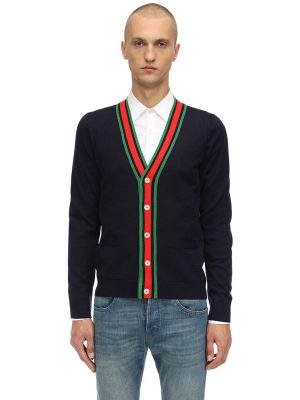 Web V-neck Wool Knit Cardigan Web V-neck Wool Knit Cardigan
