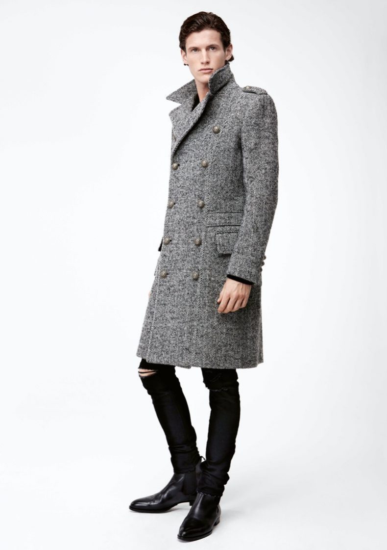 Emil dons a double-breasted herringbone coat from Balmain with Celine jeans for APROPOS Journal. » Remain in Light: APROPOS Journal Showcases Fall '20 Collections Emil dons a double-breasted herringbone coat from Balmain with Celine jeans for APROPOS Journal.