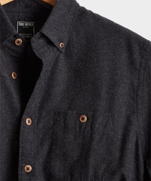 Brushed Cotton Cashmere Twill Shirt in Charcoal Brushed Cotton Cashmere Twill Shirt in Charcoal