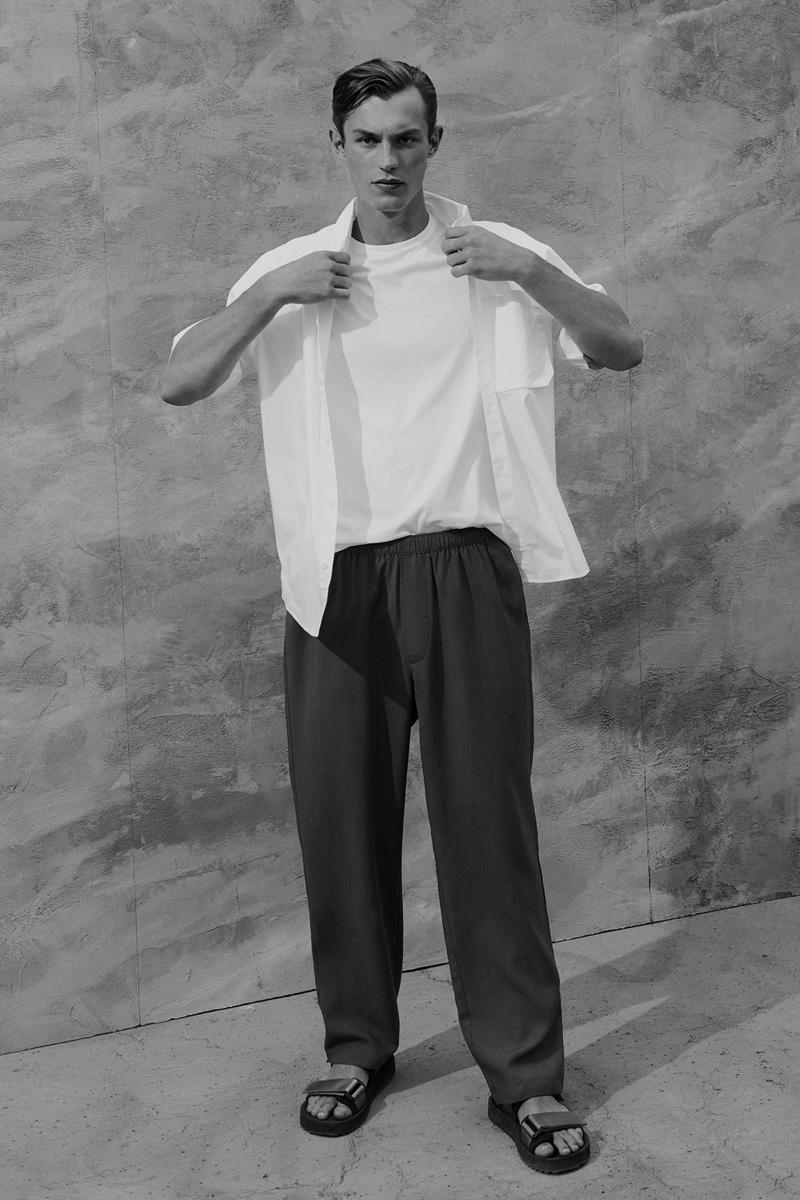 Embracing minimal style, Kit Butler wears COS.