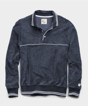 Champion Terry Long Sleeve Polo in Navy Champion Terry Long Sleeve Polo in Navy