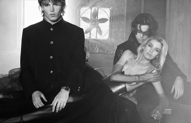 Models Jordan Barrett, Paris Brosnan, and Stella Maxwell star in Chrome Hearts' fall-winter 2020 campaign.