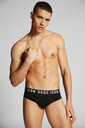 DSQUARED2 Men Brief Black Size XL 89% Cotton 11% Elastane DSQUARED2 Men Brief Black Size XL 89% Cotton 11% Elastane