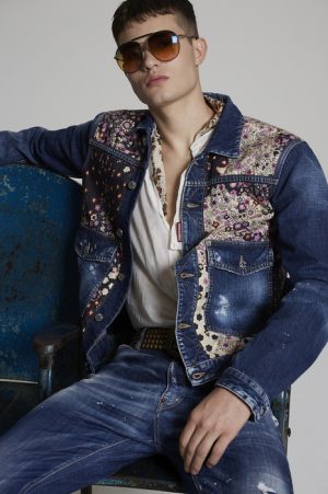 DSQUARED2 Men Denim outerwear Blue Size 40 100% Cotton DSQUARED2 Men Denim outerwear Blue Size 40 100% Cotton