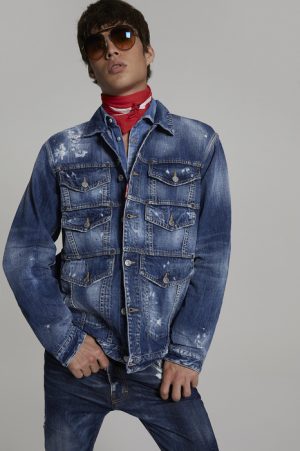DSQUARED2 Men Denim outerwear Blue Size M 100% Cotton DSQUARED2 Men Denim outerwear Blue Size M 100% Cotton