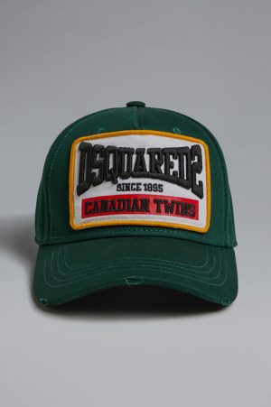 DSQUARED2 Men Hat Dark green Size OneSize 100% Cotton DSQUARED2 Men Hat Dark green Size OneSize 100% Cotton