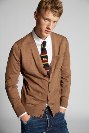DSQUARED2 Men Pullover Camel Size L 100% Wool DSQUARED2 Men Pullover Camel Size L 100% Wool