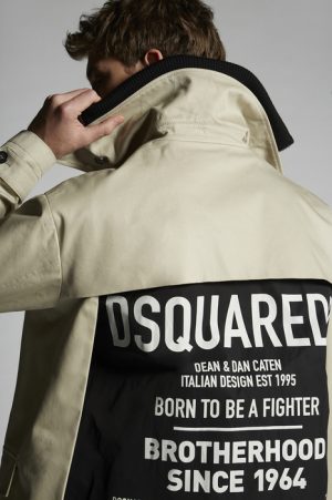 DSQUARED2 Men Raincoat Beige Size 42 100% Cotton DSQUARED2 Men Raincoat Beige Size 42 100% Cotton
