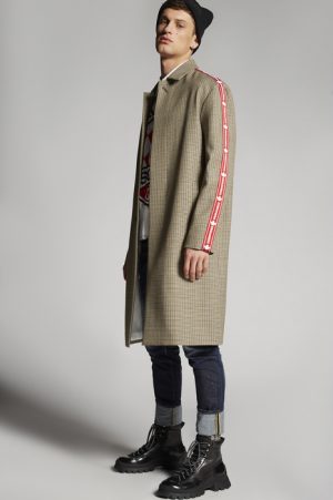 DSQUARED2 Men Raincoat Khaki Size 46 100% Virgin Wool DSQUARED2 Men Raincoat Khaki Size 46 100% Virgin Wool