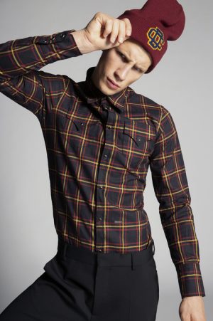 DSQUARED2 Men Shirt Dark brown Size 38 100% Cotton DSQUARED2 Men Shirt Dark brown Size 38 100% Cotton