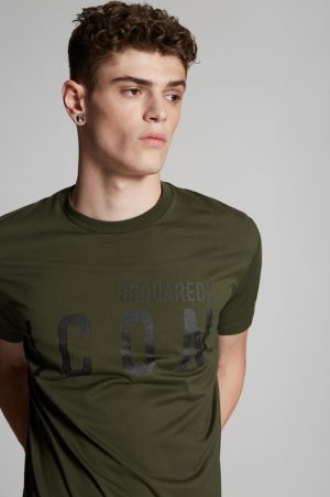 DSQUARED2 Men Short sleeve t-shirt Military Green Dark Size L 100% Cotton DSQUARED2 Men Short sleeve t-shirt Military Green Dark Size L 100% Cotton