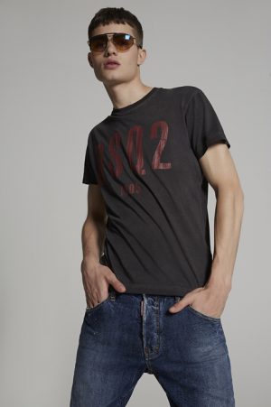 DSQUARED2 Men Short sleeve t-shirt Steel grey Size S 100% Cotton DSQUARED2 Men Short sleeve t-shirt Steel grey Size S 100% Cotton