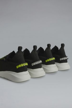 DSQUARED2 Men Sneaker Black Size 7 70% Polyester 15% Polyamide 8% Calfskin 5% Elastane 2% Nylon DSQUARED2 Men Sneaker Black Size 7 70% Polyester 15% Polyamide 8% Calfskin 5% Elastane 2% Nylon