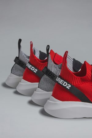 DSQUARED2 Men Sneaker Red Size 9 70% Polyester 15% Polyamide 8% Calfskin 5% Elastane 2% Nylon DSQUARED2 Men Sneaker Red Size 9 70% Polyester 15% Polyamide 8% Calfskin 5% Elastane 2% Nylon