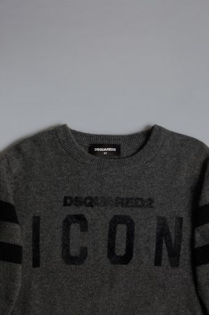 DSQUARED2 Men Sweater Dark grey Size 6 80% Wool 20% Polyamide DSQUARED2 Men Sweater Dark grey Size 6 80% Wool 20% Polyamide