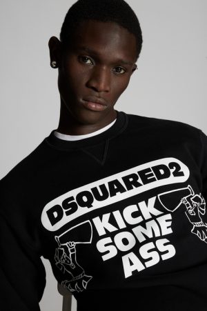 DSQUARED2 Men Sweatshirt Black Size XS 100% Cotton DSQUARED2 Men Sweatshirt Black Size XS 100% Cotton