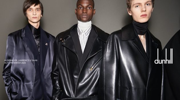 Alexandr Kuznetsovkz, Winston Lawrence, and Daan Duez star in Dunhill's fall-winter 2020 campaign.