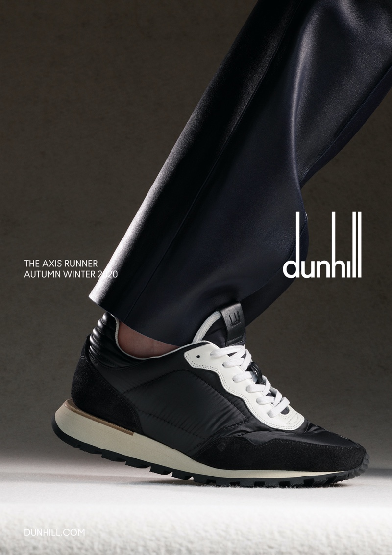 Dunhill's Axis Runner sneaker is front and center for the brand's fall-winter 2020 campaign.