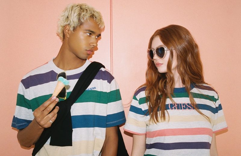 GUESS Originals Champions 90s Style for Fall '20 Campaign Daouda Ka and Victoria Britt don striped tees for GUESS Originals' fall 2020 campaign.