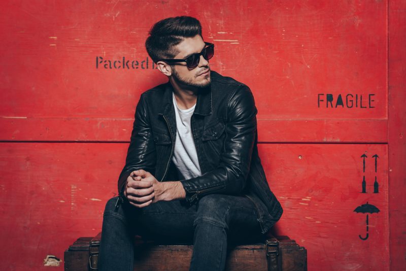 Man in Black Leather Jacket and Sunglasses