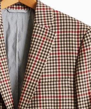 Red and Brown Check Sutton Suit Jacket Red and Brown Check Sutton Suit Jacket