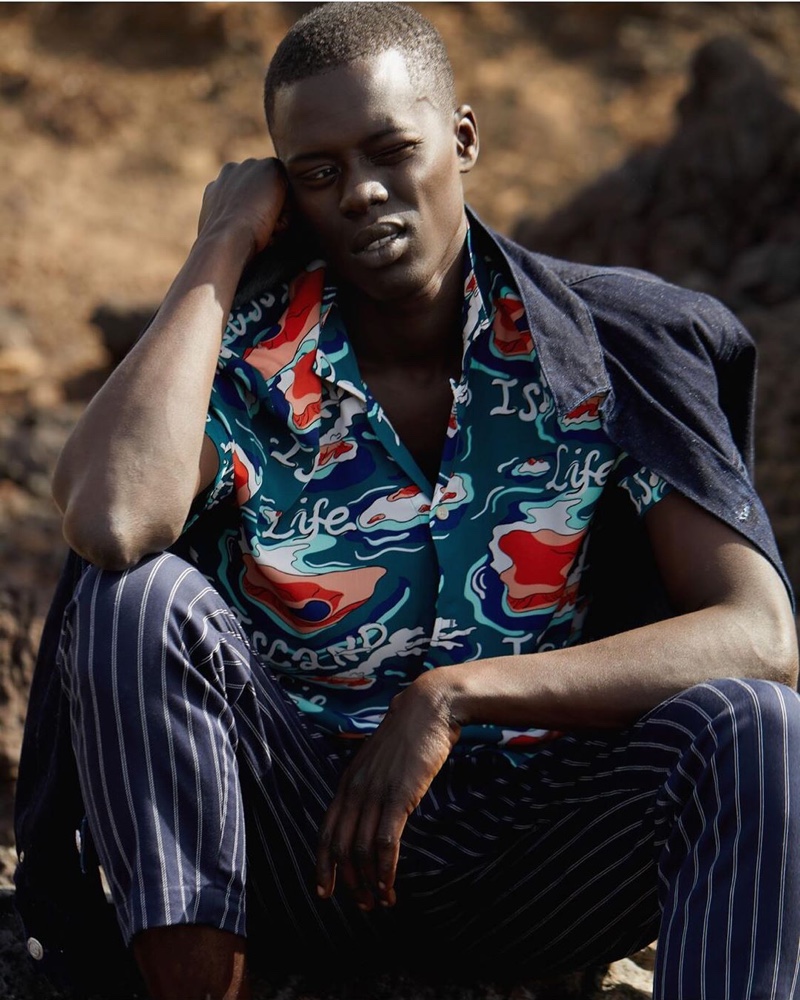 Alpha Dia dons relaxed tailoring from Scotch & Soda's pre-fall 2020 men's collection.