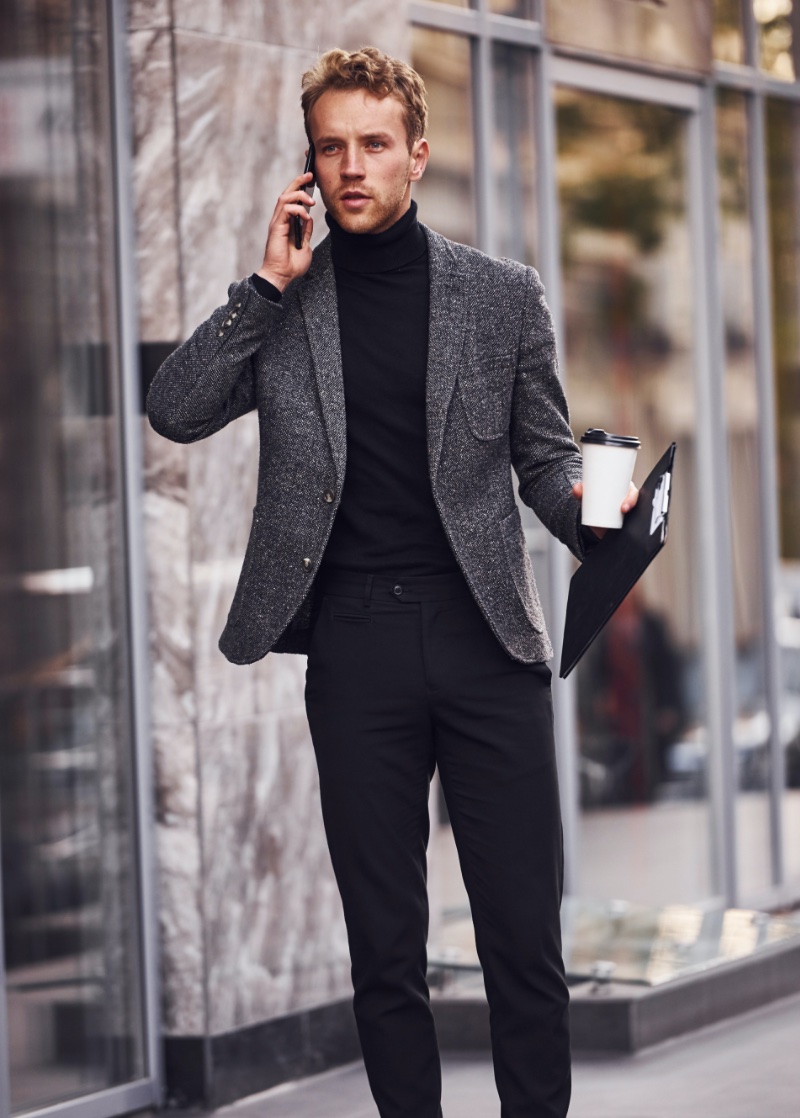 Smart Casual Outfits Men Sport Coat Turtleneck