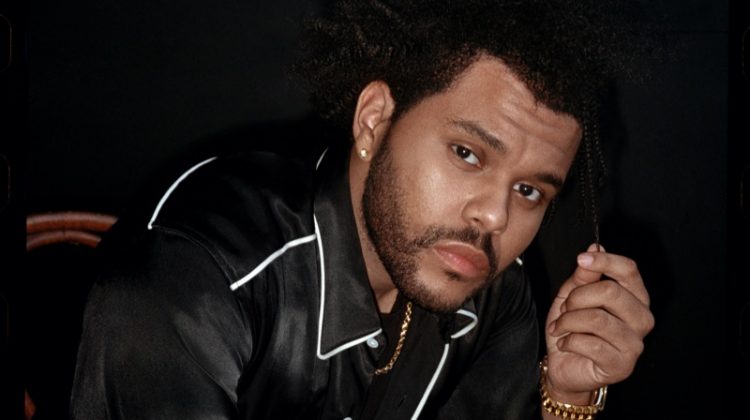 Connecting with Esquire, The Weeknd dons a Nicholas Daley shirt with a John Elliott t-shirt, and Chrome Hearts necklace.