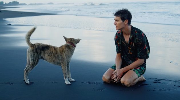 Vincent Travels to Bali with Zara for Summer Holiday French model Vincent Lacrocq takes to the beach in a matching leaf print shirt and swim shorts by Zara.