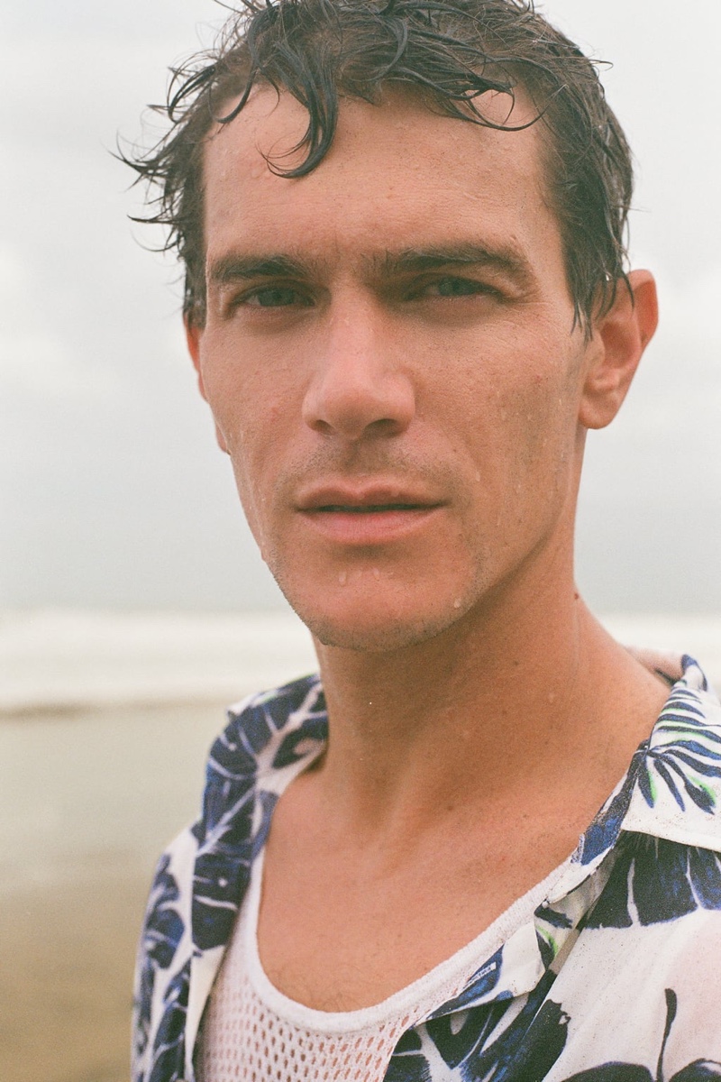 Vincent Lacrocq dons a leaf print shirt from Zara. » Vincent Travels to Bali with Zara for Summer Holiday Vincent Lacrocq dons a leaf print shirt from Zara.