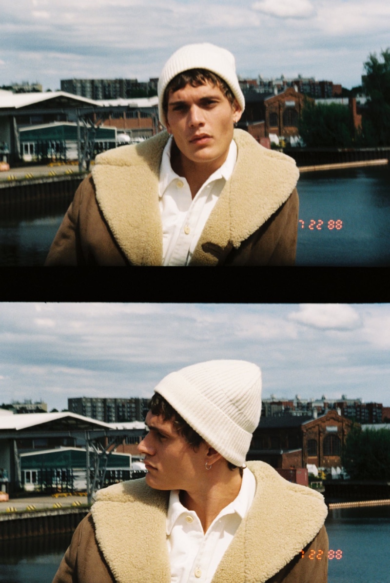 Standing out in an oversized brown shearling jacket, model Julien Pernot fronts Closed's latest outing for winter. » Mellow Drive: Closed Unveils Winter '20 Styles Standing out in an oversized brown shearling jacket, model Julien Pernot fronts Closed's latest outing for winter.