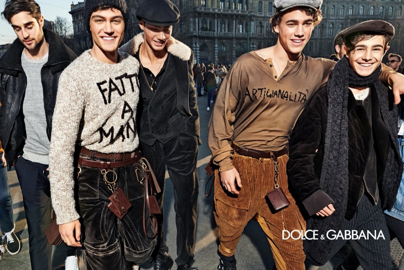 Jeff Zimbris, Evans Nikopoulos, Farhan Alam, and Matt Körmendi take to the streets of Milan for Dolce & Gabbana's fall-winter 2020 men's campaign.