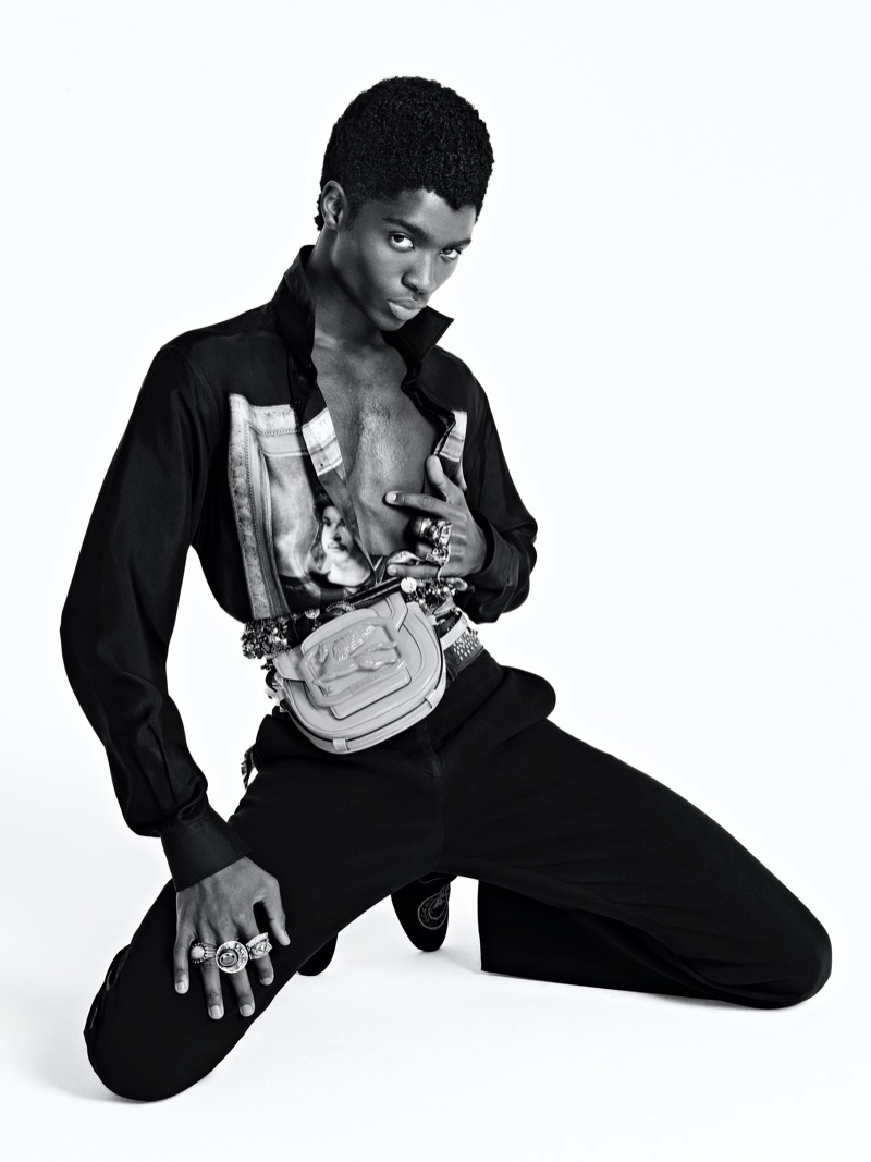 Front and center, Alton Mason stars in Etro's Pegasus Club campaign.