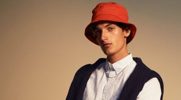 Aaron Shandel dons a preppy look from GANT's pre-fall 2020 collection.