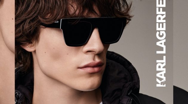 Model Liam Kelly fronts Karl Lagerfeld's fall-winter 2020 eyewear campaign.