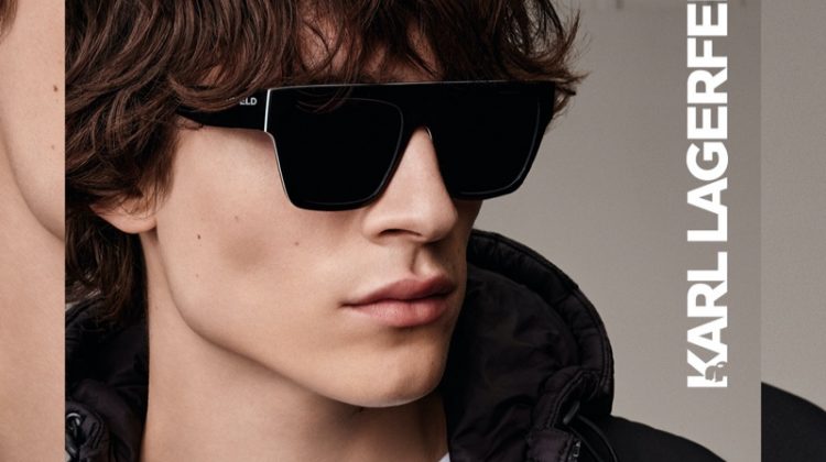 Model Liam Kelly fronts Karl Lagerfeld's fall-winter 2020 eyewear campaign.