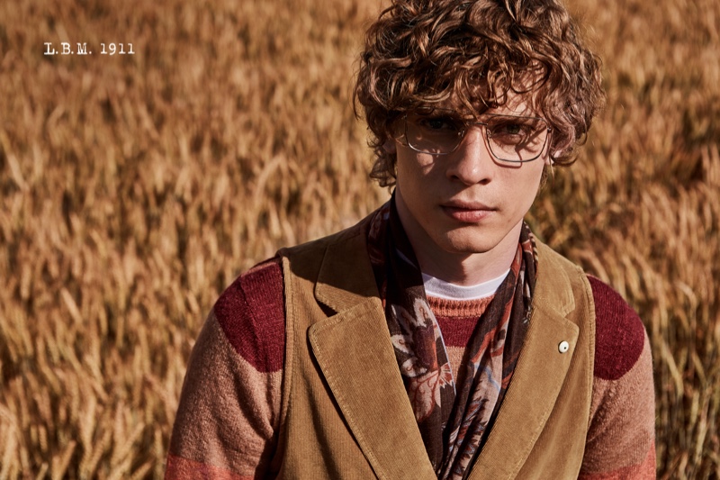 Giulio Donvito models dapper menswear from L.B.M. 1911's fall-winter 2020 collection.