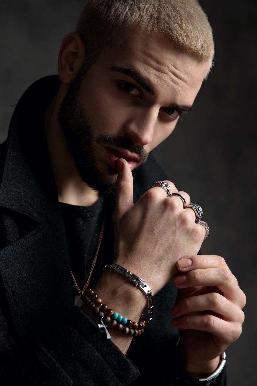 Male Model Silver Jewelry