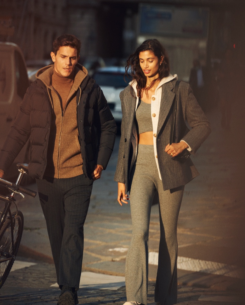 Taking a stroll, models Vincent Lacrocq and Malika El Maslouhi showcase fashions from Mango's Comfy collection. » Vincent Takes It Easy in Mango Comfy Collection Taking a stroll, models Vincent Lacrocq and Malika El Maslouhi showcase fashions from Mango's Comfy collection.