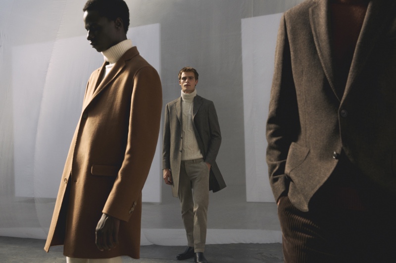 Models Malick Bodian and Parker van Noord showcase looks from Massimo Dutti's fall-winter 2020 Limited Edition men's collection.